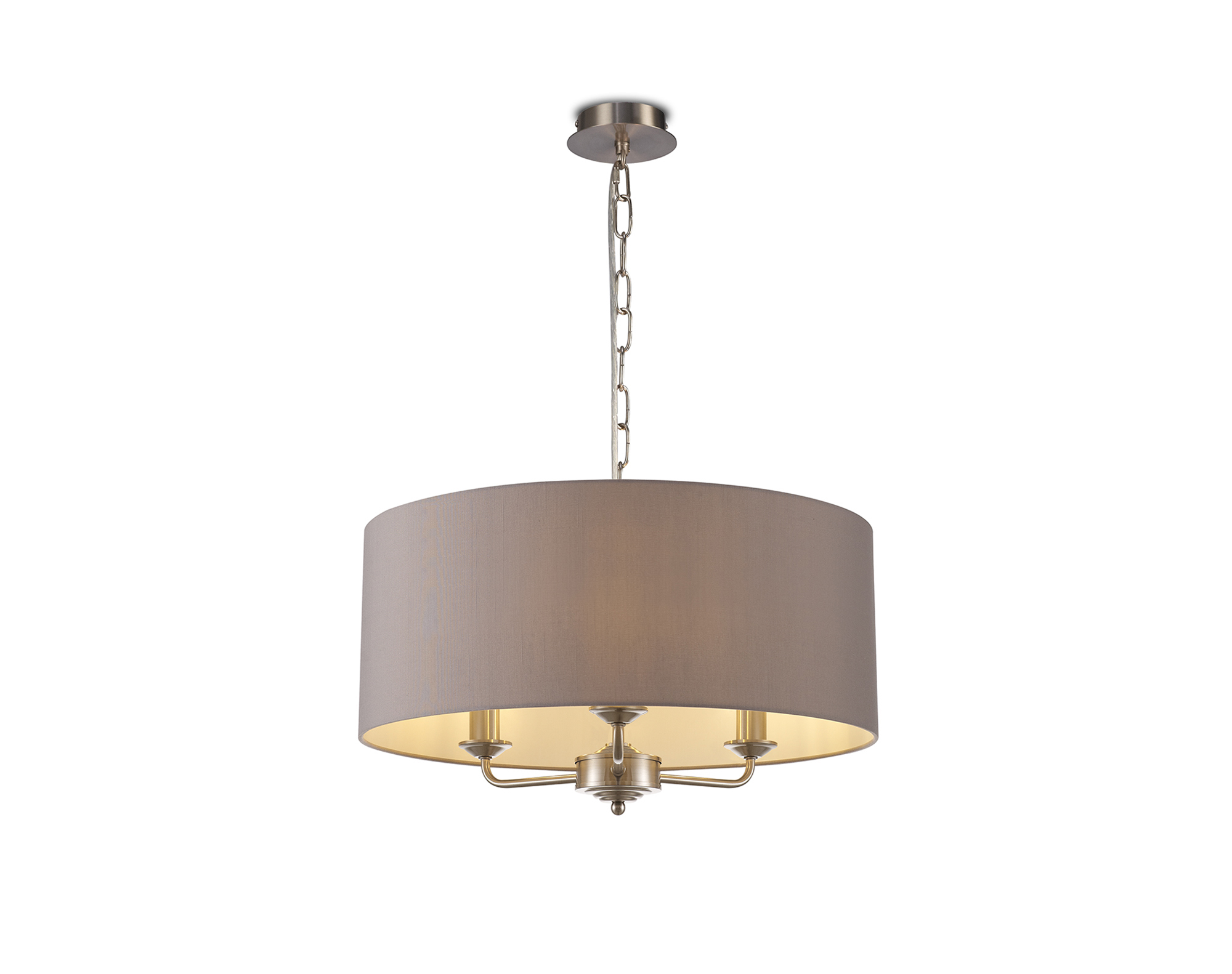 DK0074  Banyan 50cm 3 Light Pendant Satin Nickel, Grey